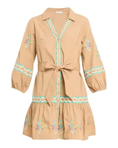 Shoshanna Ellery Embroidered Flounce Cotton Mini Dress | Thumbnail 1 Shoshanna Ellery Embroidered Flounce Cotton Mini Dress | Thumbnail 1
