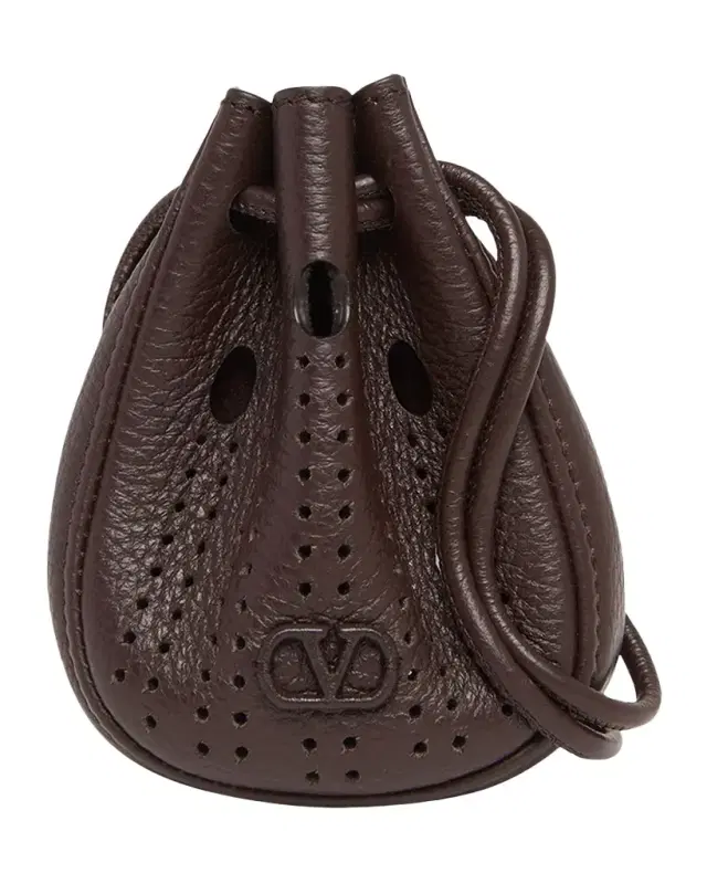 Men 's Mini Drawstring Bag in Grained Leather