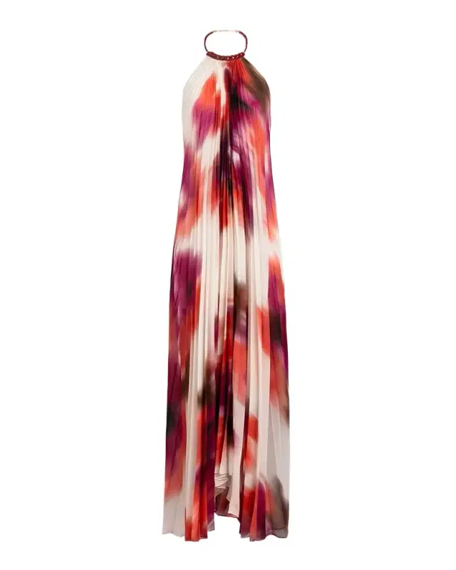 Silvia Tcherassi Constanza Pleated Halter Maxi Dress