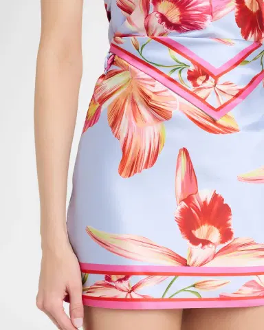 Retrofete Adelaide Floral Silk Knotted Halter Overlay Mini Dress | Thumbnail 5 Retrofete Adelaide Floral Silk Knotted Halter Overlay Mini Dress | Thumbnail 5