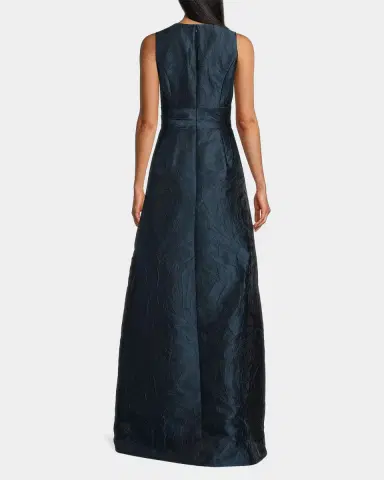Kay Unger New York Mariah V-Neck Sleeveless Jacquard A-Line Gown | Thumbnail 3 Kay Unger New York Mariah V-Neck Sleeveless Jacquard A-Line Gown | Thumbnail 3