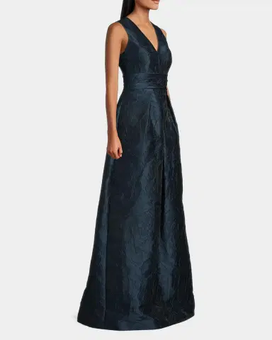 Kay Unger New York Mariah V-Neck Sleeveless Jacquard A-Line Gown | Thumbnail 6 Kay Unger New York Mariah V-Neck Sleeveless Jacquard A-Line Gown | Thumbnail 6