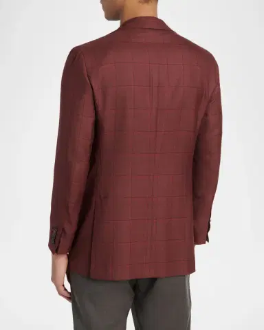 Kiton Men's Windowpane Single-Breasted Sport Coat | Thumbnail 3