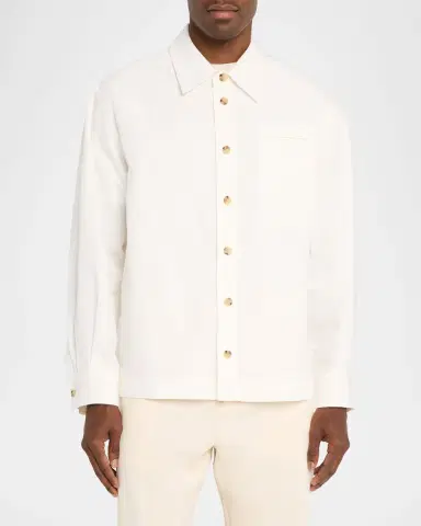 Helmut Lang Men's Sailor Slub Cotton and Linen Overshirt | Thumbnail 4