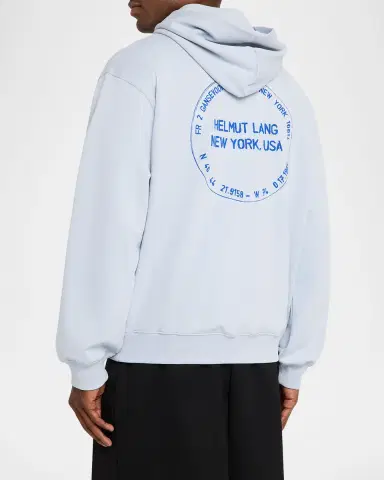 Helmut Lang Men's Stamp Logo Cotton Terry Hoodie | Thumbnail 3
