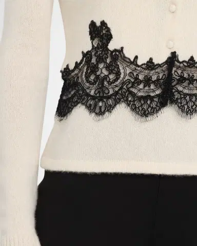 Adam Lippes Briar Lace-Trim Cashmere Knit Crewneck Cardigan | Thumbnail 5 Adam Lippes Briar Lace-Trim Cashmere Knit Crewneck Cardigan | Thumbnail 5