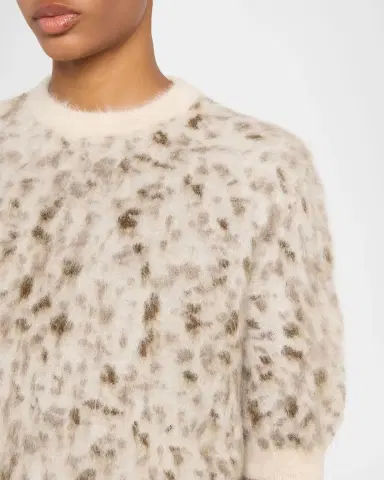 Brunello Cucinelli Cashmere-Wool Speckled Short-Sleeve Sweater | Thumbnail 5