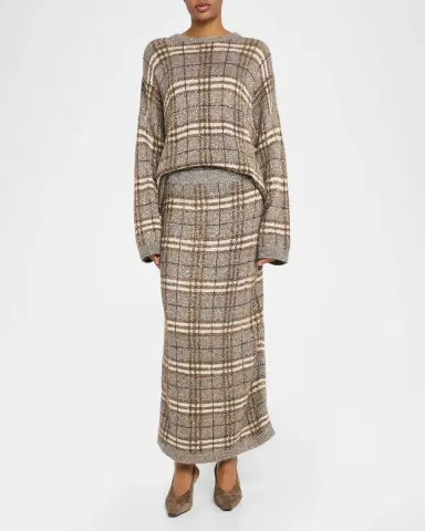 Brunello Cucinelli Shimmering Check Knit Maxi Skirt | Thumbnail 2 Brunello Cucinelli Shimmering Check Knit Maxi Skirt | Thumbnail 2