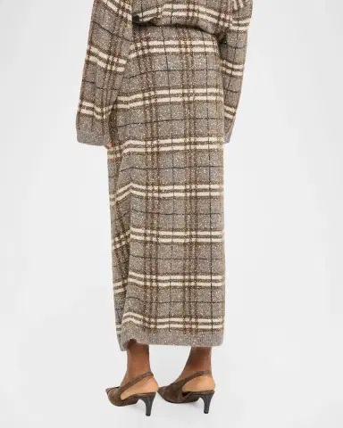 Brunello Cucinelli Shimmering Check Knit Maxi Skirt | Thumbnail 3 Brunello Cucinelli Shimmering Check Knit Maxi Skirt | Thumbnail 3