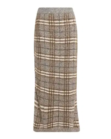 Brunello Cucinelli Shimmering Check Knit Maxi Skirt | Thumbnail 1 Brunello Cucinelli Shimmering Check Knit Maxi Skirt | Thumbnail 1