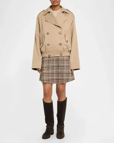 Brunello Cucinelli Double-Breasted Techno Short Trench Coat | Thumbnail 2 Brunello Cucinelli Double-Breasted Techno Short Trench Coat | Thumbnail 2