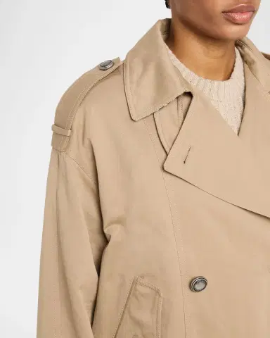 Brunello Cucinelli Double-Breasted Techno Short Trench Coat | Thumbnail 5 Brunello Cucinelli Double-Breasted Techno Short Trench Coat | Thumbnail 5