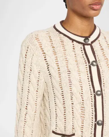 Brunello Cucinelli Micro Sequin Openwork Cable Knit Cardigan | Thumbnail 5 Brunello Cucinelli Micro Sequin Openwork Cable Knit Cardigan | Thumbnail 5