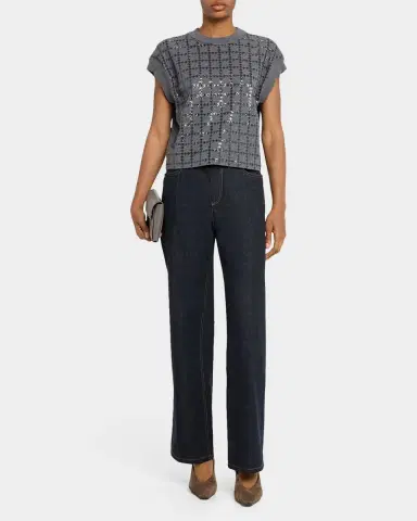 Brunello Cucinelli Micro Sequin Cotton Tank Top | Thumbnail 2 Brunello Cucinelli Micro Sequin Cotton Tank Top | Thumbnail 2