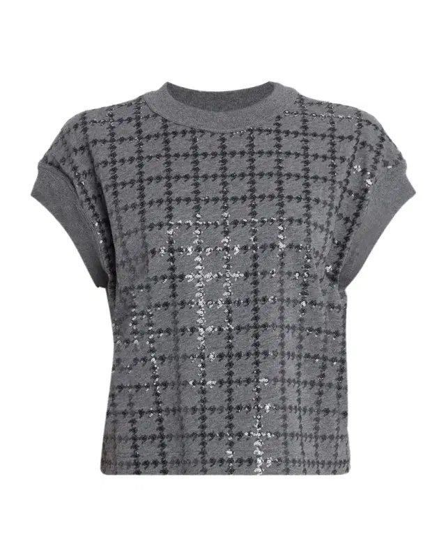 Brunello Cucinelli Micro Sequin Cotton Tank Top