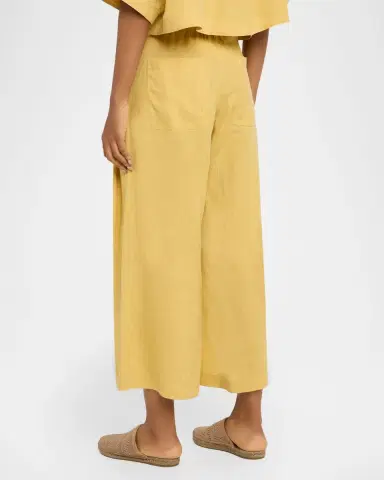 Brunello Cucinelli Drawstring Wide-Leg Linen-Blend Pants | Thumbnail 3