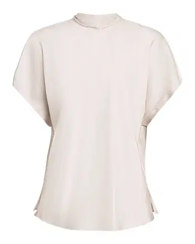 Brunello Cucinelli Back-Tie Short-Sleeve Silk Blouse | Thumbnail 1 Brunello Cucinelli Back-Tie Short-Sleeve Silk Blouse | Thumbnail 1
