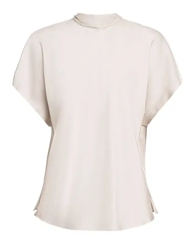 Brunello Cucinelli Back-Tie Short-Sleeve Silk Blouse