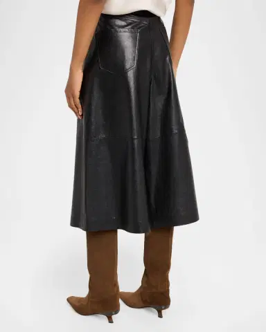 Brunello Cucinelli Wide-Leg Cropped Leather Pants | Thumbnail 3 Brunello Cucinelli Wide-Leg Cropped Leather Pants | Thumbnail 3