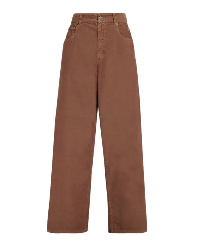 Brunello Cucinelli Dyed Cotton-Linen Twill Loose-Leg Pants