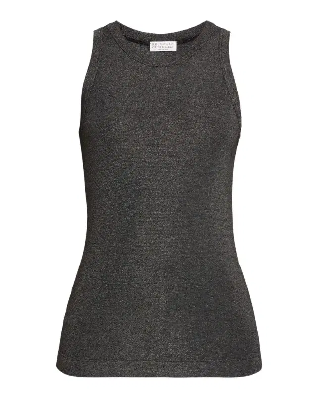 Brunello Cucinelli Shimmering Knit Sleeveless Blouse