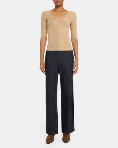 Brunello Cucinelli Shimmering Knit Elbow-Sleeve Blouse | Thumbnail 2 Brunello Cucinelli Shimmering Knit Elbow-Sleeve Blouse | Thumbnail 2
