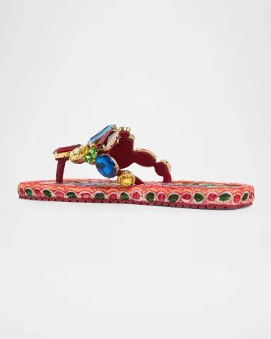 Dolce & Gabbana Carretto Embellished Leather Thong Sandals | Thumbnail 3 Dolce & Gabbana Carretto Embellished Leather Thong Sandals | Thumbnail 3
