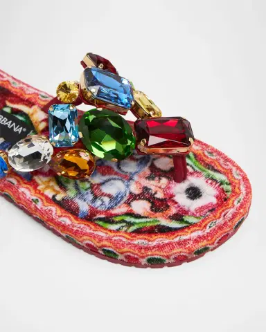Dolce & Gabbana Carretto Embellished Leather Thong Sandals | Thumbnail 4 Dolce & Gabbana Carretto Embellished Leather Thong Sandals | Thumbnail 4