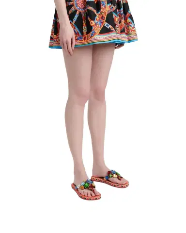 Dolce & Gabbana Carretto Embellished Leather Thong Sandals | Thumbnail 1 Dolce & Gabbana Carretto Embellished Leather Thong Sandals | Thumbnail 1