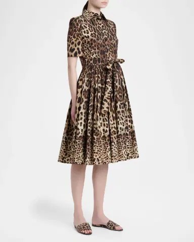 Dolce & Gabbana DG Cutout Leopard-Printed Leather Slide Sandals | Thumbnail 2