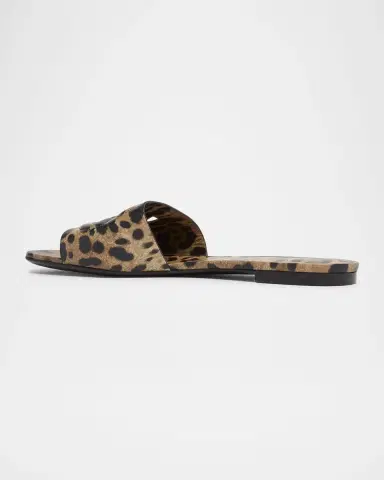Dolce & Gabbana DG Cutout Leopard-Printed Leather Slide Sandals | Thumbnail 3