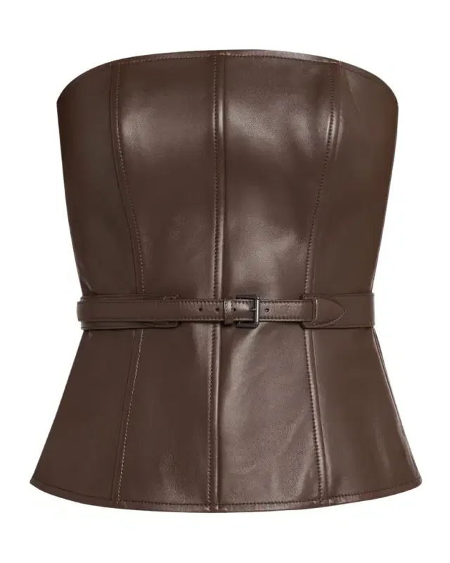 Jenevieve Strapless Lambskin Leather Bustier