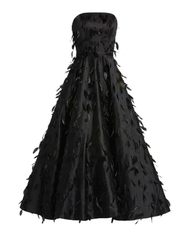Mac Duggal Strapless Feather-Embellished Satin Maxi Dress | Thumbnail 1 Mac Duggal Strapless Feather-Embellished Satin Maxi Dress | Thumbnail 1