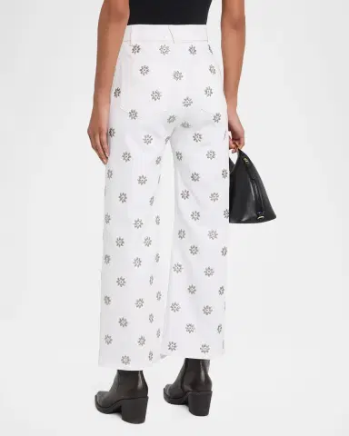 Veronica Beard Grant High-Rise Embellished Wide-Leg Jeans | Thumbnail 3