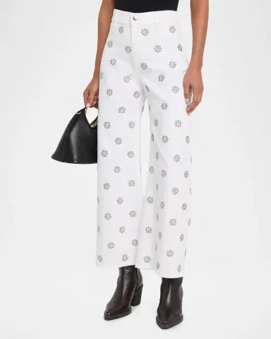 Veronica Beard Grant High-Rise Embellished Wide-Leg Jeans | Thumbnail 4