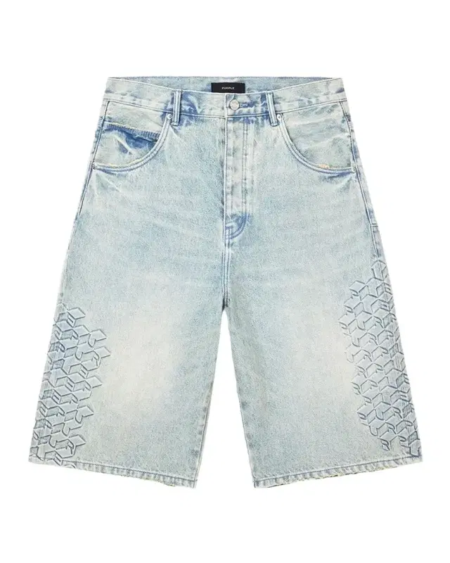 PURPLE Monogram Embossed Cotton Shorts