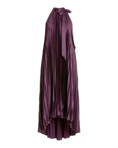 Mac Duggal High-Low Pleated Satin Trapeze Gown | Thumbnail 1