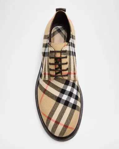 Burberry Men's Pembroke Check Tweed Derby Shoes | Thumbnail 3