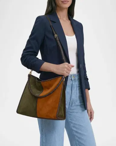 Veronica Beard Vida Colorblock Suede Shoulder Bag | Thumbnail 2