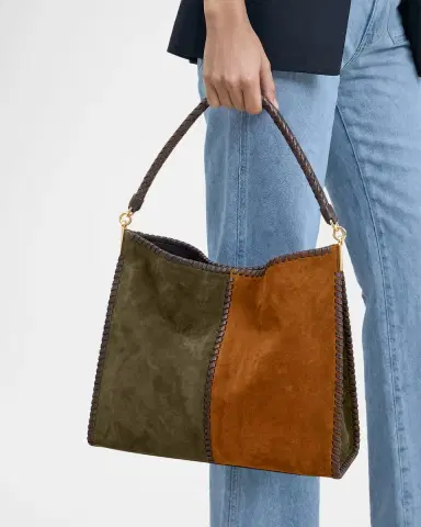Veronica Beard Vida Colorblock Suede Shoulder Bag | Thumbnail 5