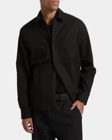 Vince Men's Cotton and Nylon Concealed-Zip Overshirt | Thumbnail 4 Vince Men's Cotton and Nylon Concealed-Zip Overshirt | Thumbnail 4