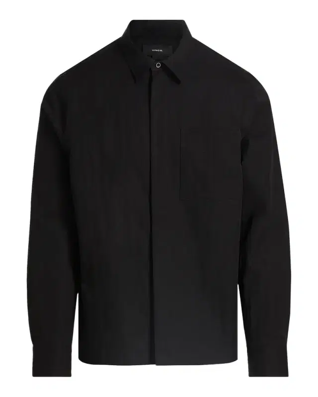 Men 's Cotton and Nylon Concealed-Zip Overshirt