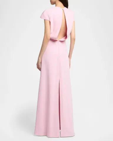 Jil Sander Open Back Short-Sleeve Long Wool Dress | Thumbnail 3