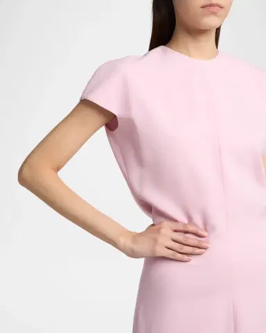 Jil Sander Open Back Short-Sleeve Long Wool Dress | Thumbnail 5