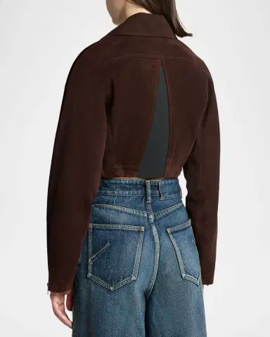 Alaïa Cropped Suede Biker Jacket | Thumbnail 2 Alaïa Cropped Suede Biker Jacket | Thumbnail 2