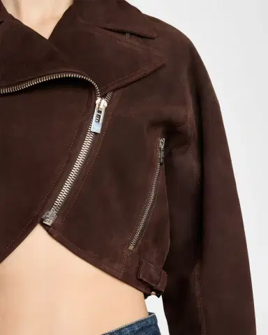 Alaïa Cropped Suede Biker Jacket | Thumbnail 4 Alaïa Cropped Suede Biker Jacket | Thumbnail 4