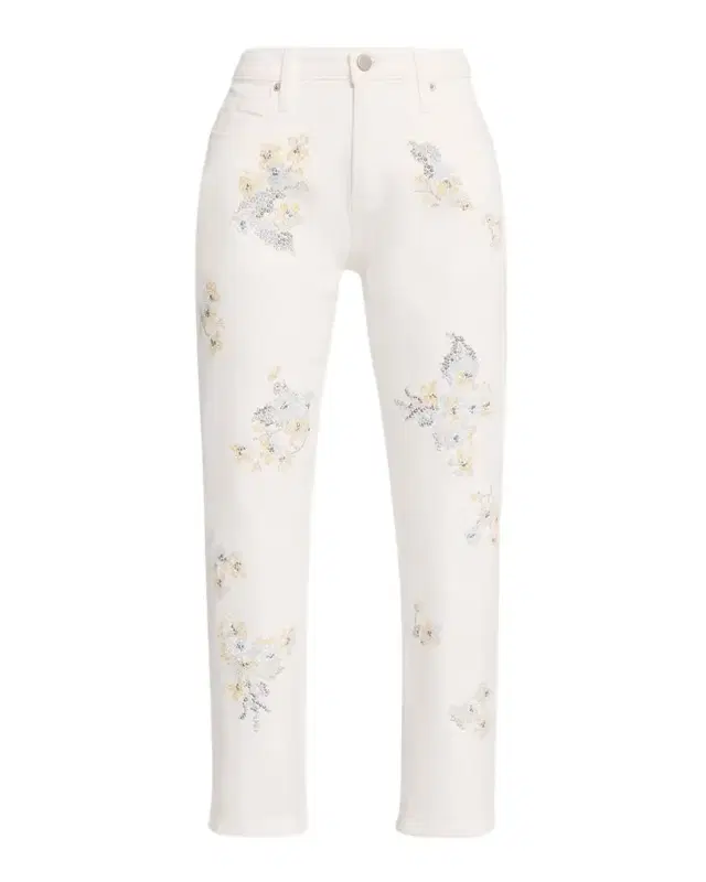 Porcelain Garden Embellished Slim-Leg Ankle Jeans