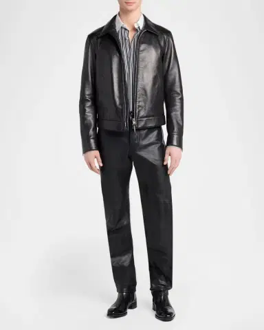 Tom Ford Men's Full-Zip Grained Leather Jacket | Thumbnail 2 Tom Ford Men's Full-Zip Grained Leather Jacket | Thumbnail 2