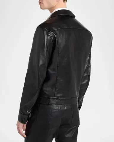 Tom Ford Men's Full-Zip Grained Leather Jacket | Thumbnail 3 Tom Ford Men's Full-Zip Grained Leather Jacket | Thumbnail 3