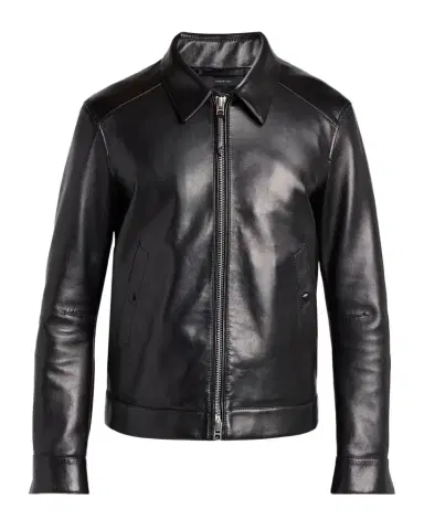 Tom Ford Men's Full-Zip Grained Leather Jacket | Thumbnail 1 Tom Ford Men's Full-Zip Grained Leather Jacket | Thumbnail 1